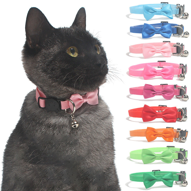 Adjustable Bow Collar with Bell for Cats & Small DogsPet Collar