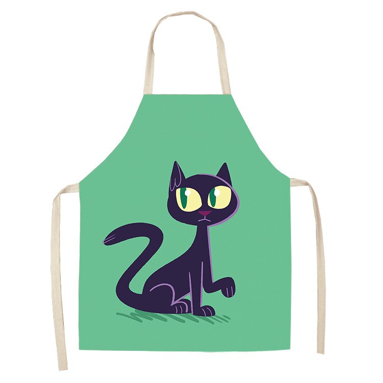 Cat Print Kitchen Apron – Cotton Linen Cooking Apron