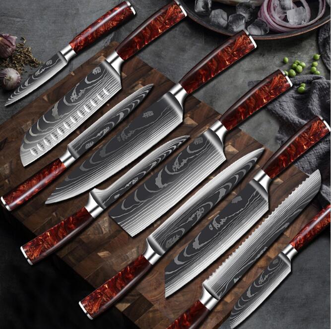 Professional Kitchen Knife Collection – Chef, Cleaver & Santoku Knives
