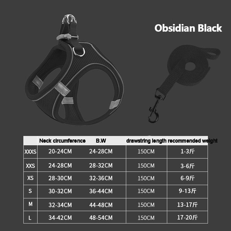 Reflective Pet Harness & Leash Set – Breathable Walking Vest