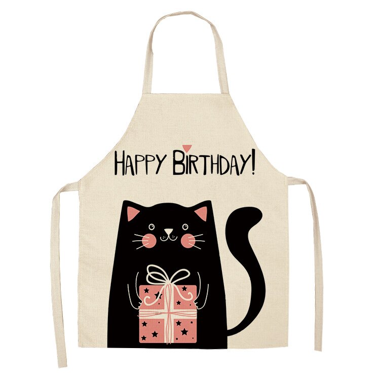 Cat Print Kitchen Apron – Cotton Linen Cooking Apron