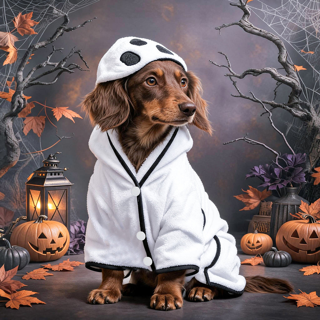 Halloween Pet Bath Robe – Ghost & Pumpkin Towel for Dogs