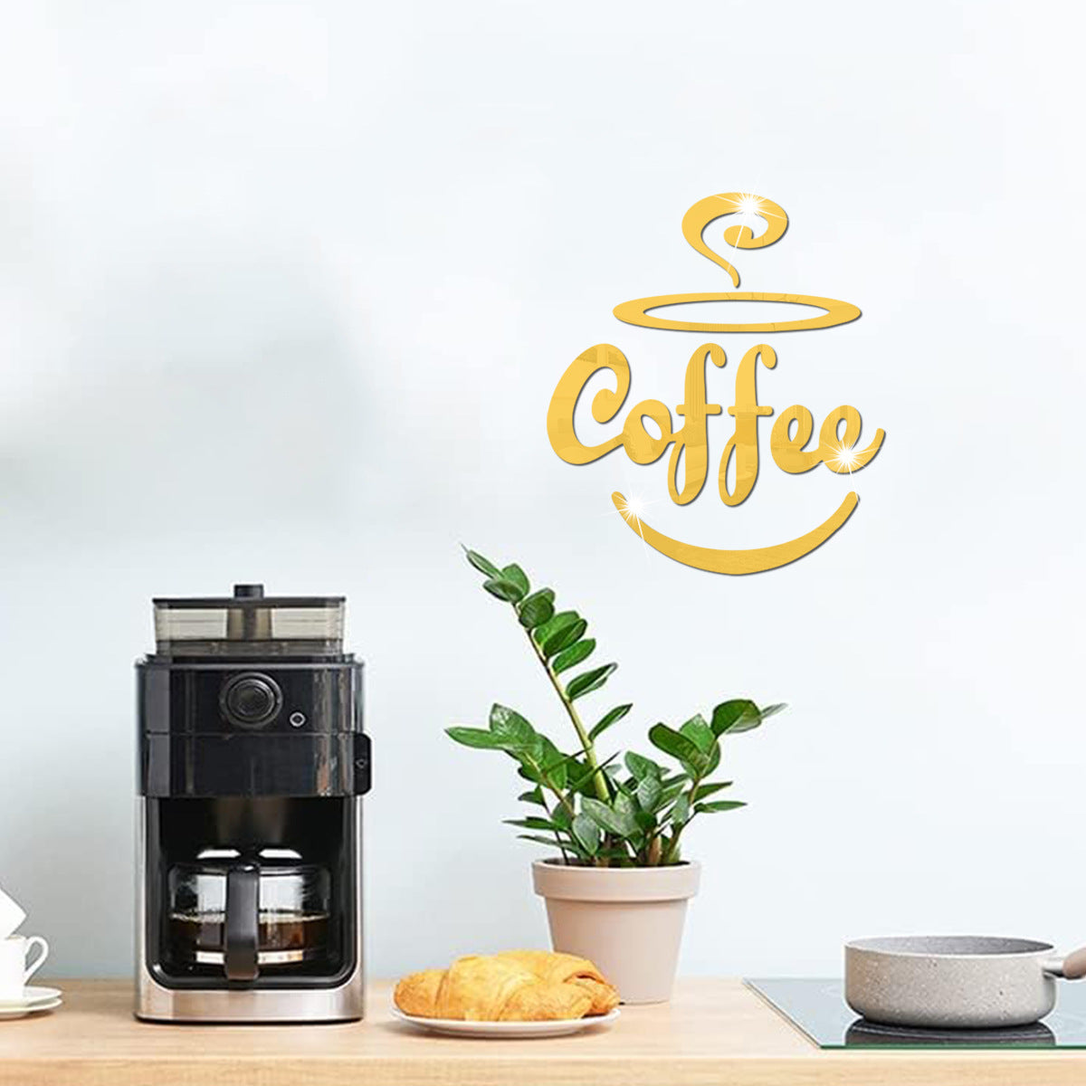 Coffee Wall Décor – Acrylic Mirror Sticker for Kitchen & Dining