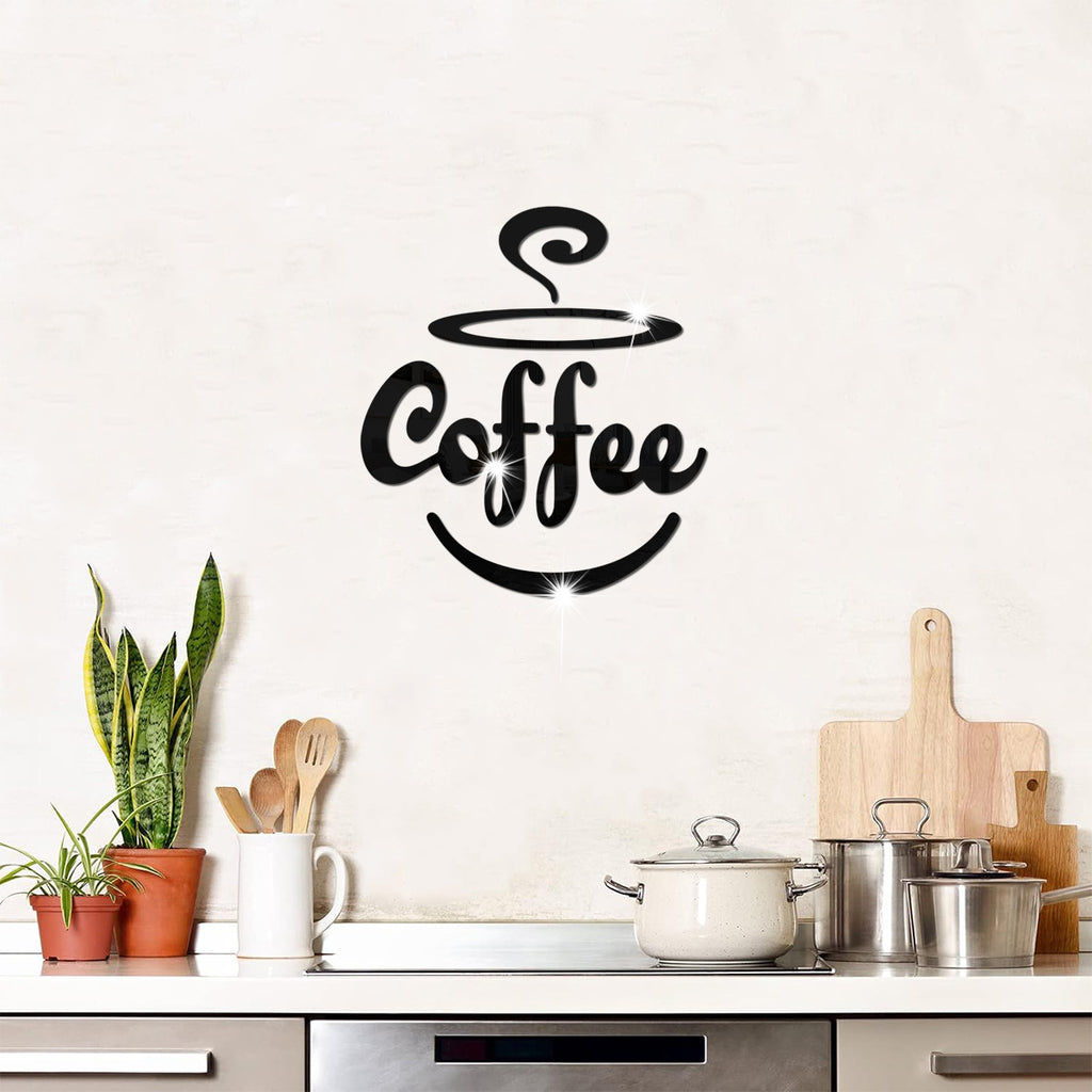 Coffee Wall Décor – Acrylic Mirror Sticker for Kitchen & Dining