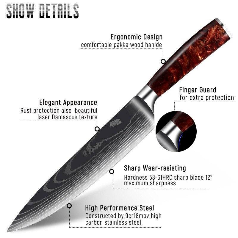 Professional Kitchen Knife Collection – Chef, Cleaver & Santoku Knives