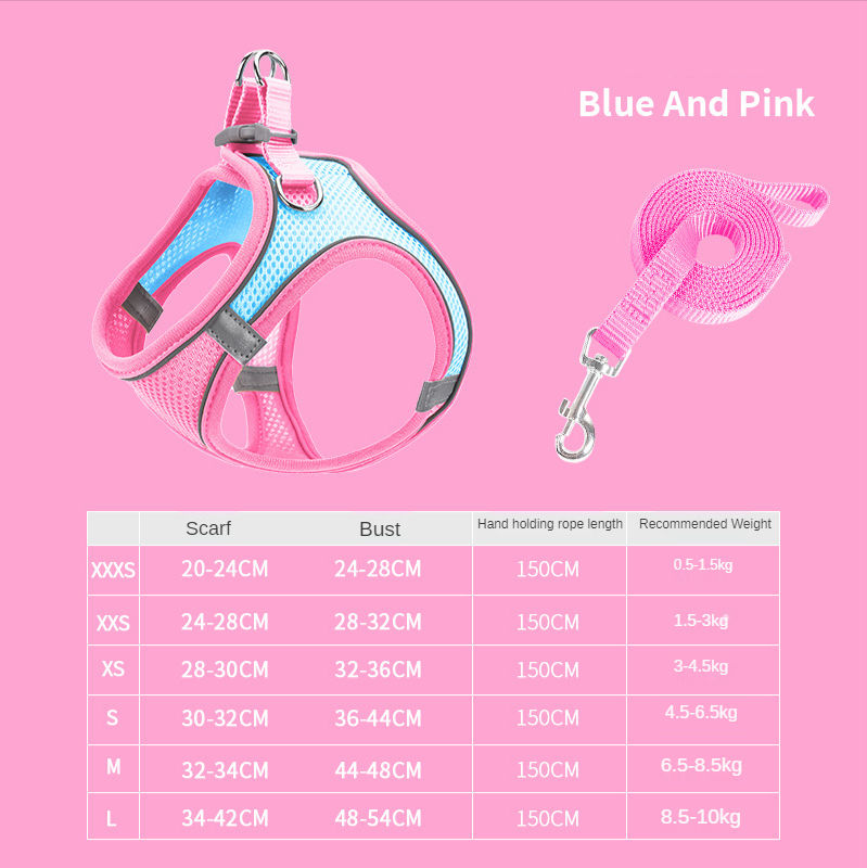 Reflective Pet Harness & Leash Set – Breathable Walking Vest