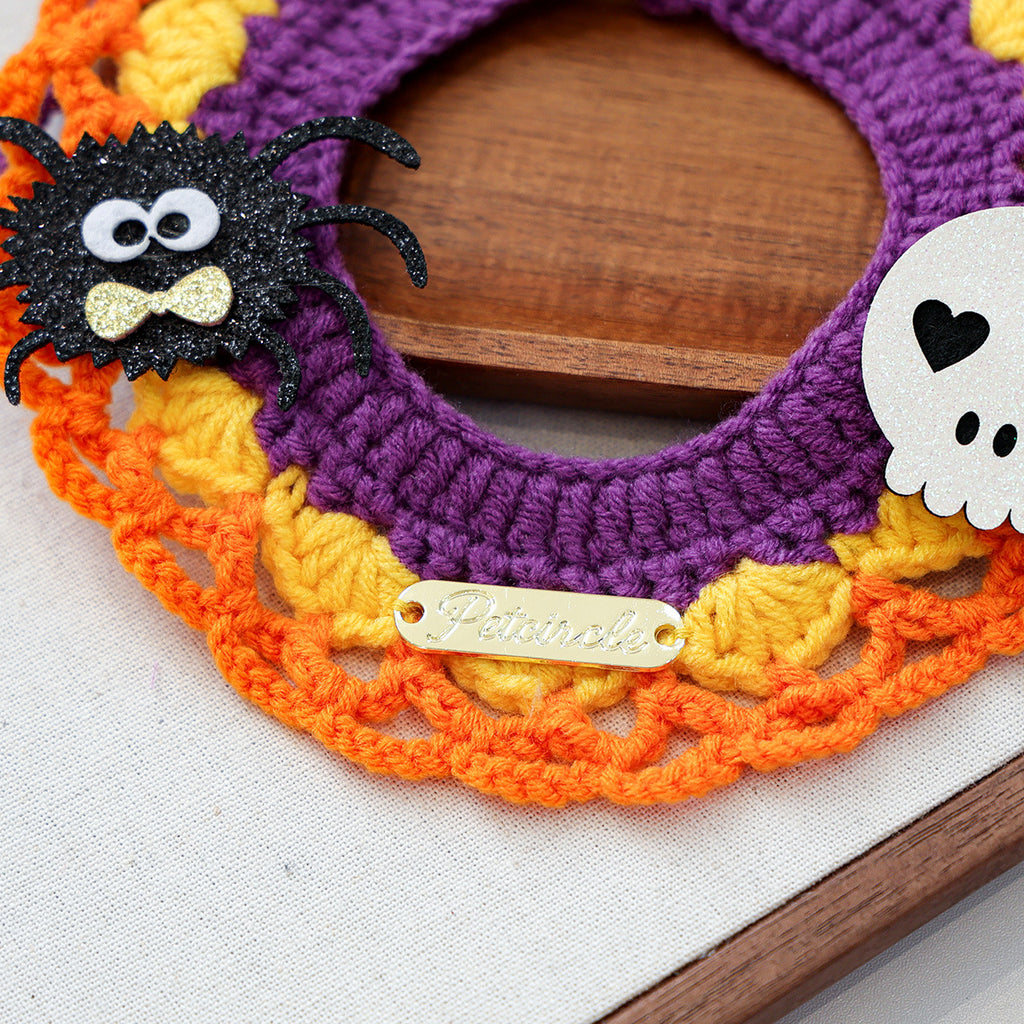 Halloween Knitted Pet Scarf – Pumpkin & Ghost Designs
