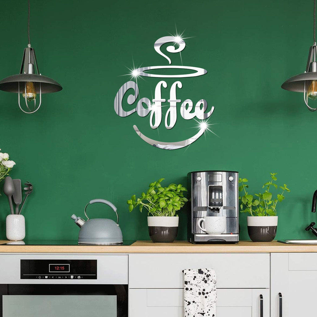Coffee Wall Décor – Acrylic Mirror Sticker for Kitchen & Dining