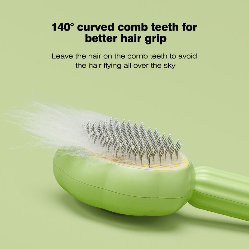 Self-Cleaning Pet Grooming Brush – Gentle Hair Removal.