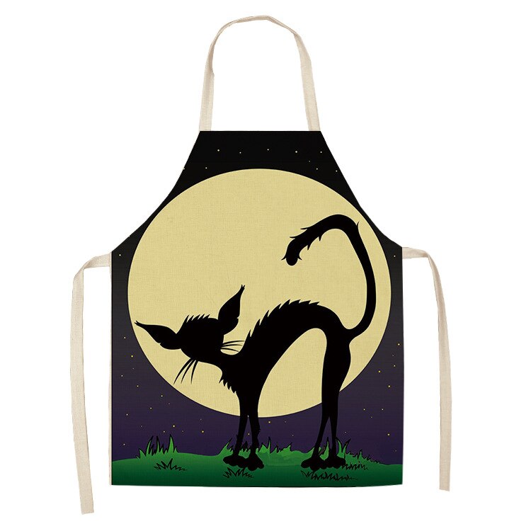 Cat Print Kitchen Apron – Cotton Linen Cooking Apron