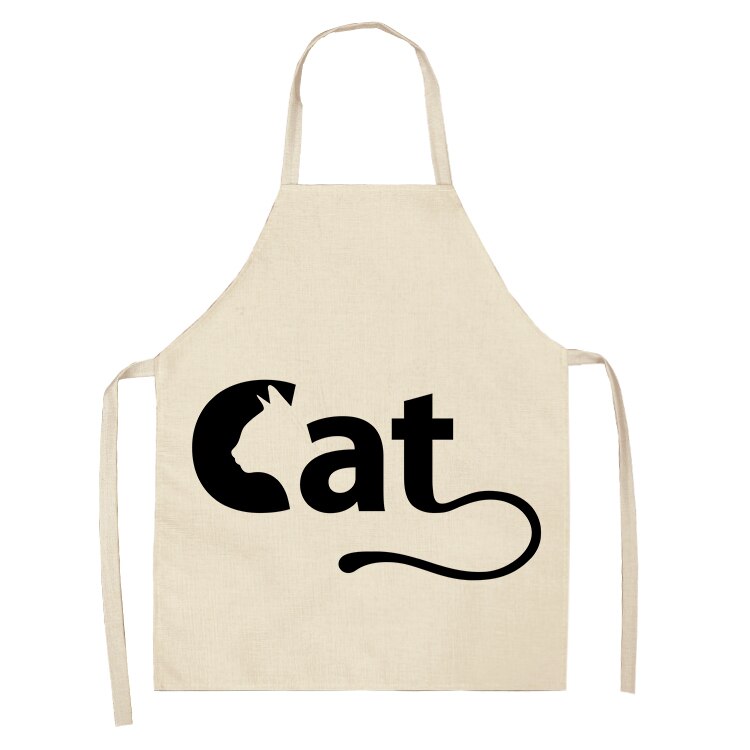 Cat Print Kitchen Apron – Cotton Linen Cooking Apron