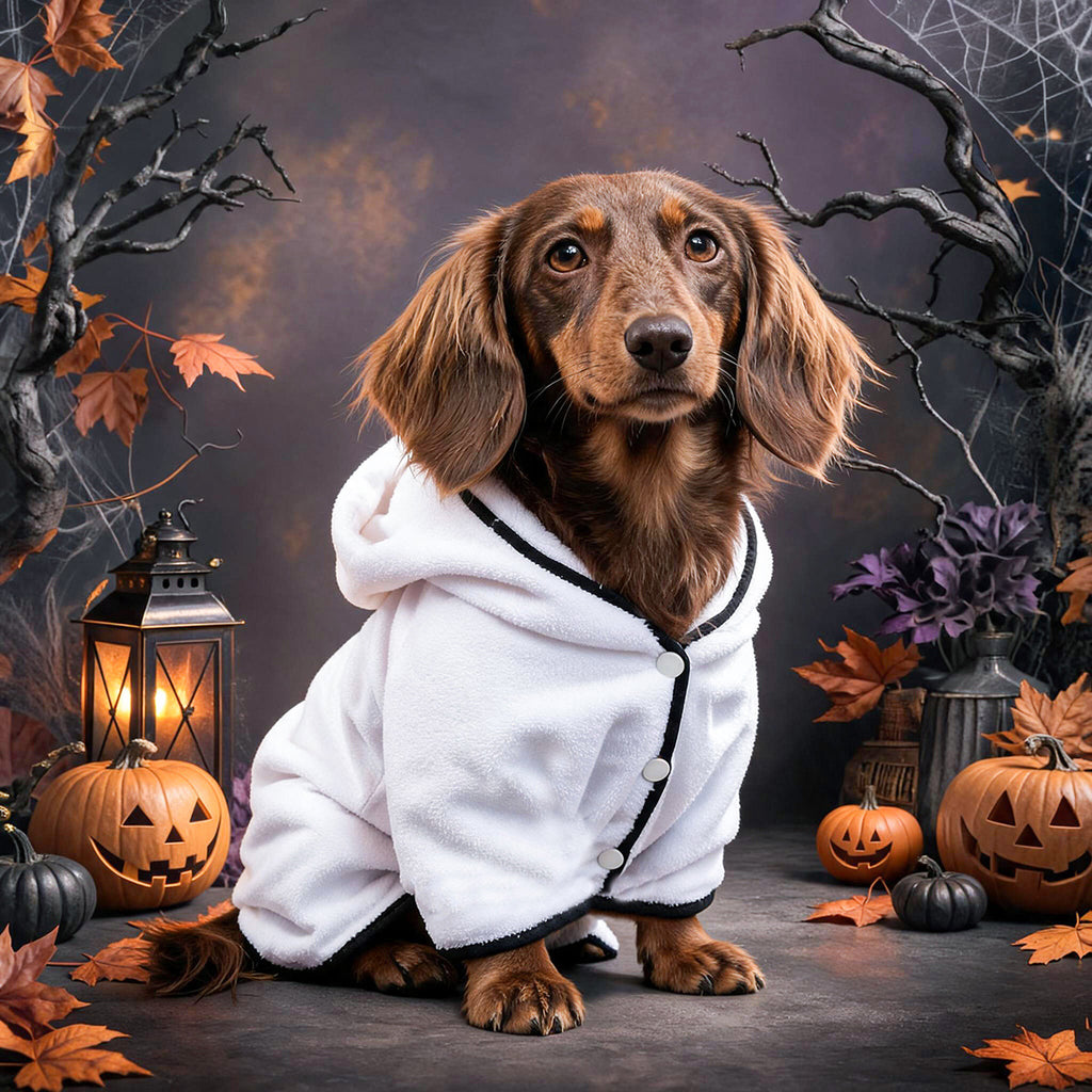 Halloween Pet Bath Robe – Ghost & Pumpkin Towel for Dogs