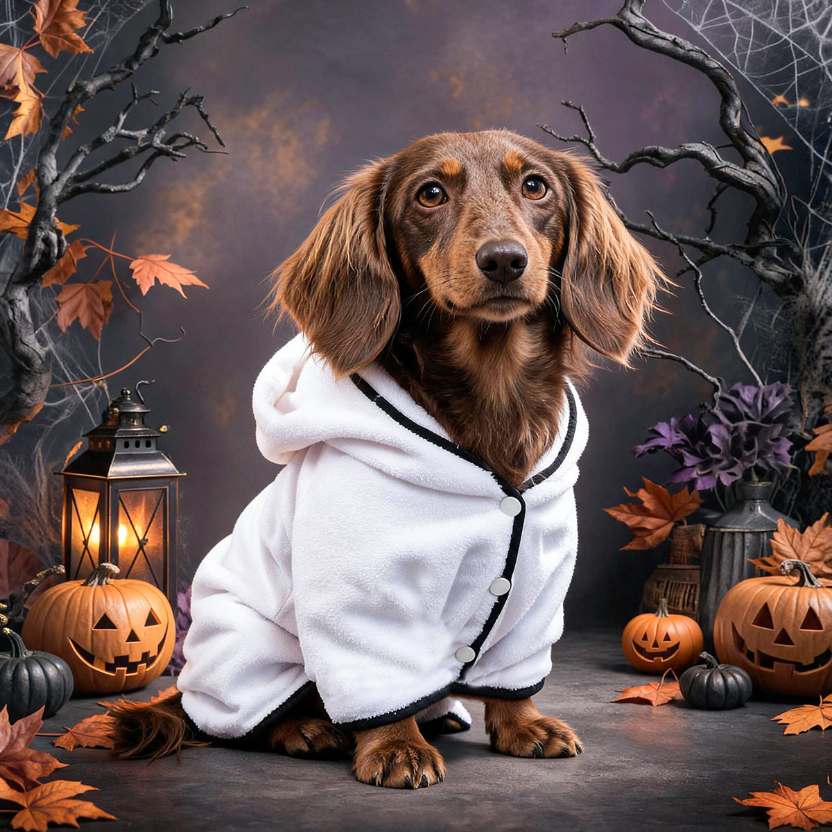 Halloween Pet Bath Robe – Ghost & Pumpkin Towel for Dogs