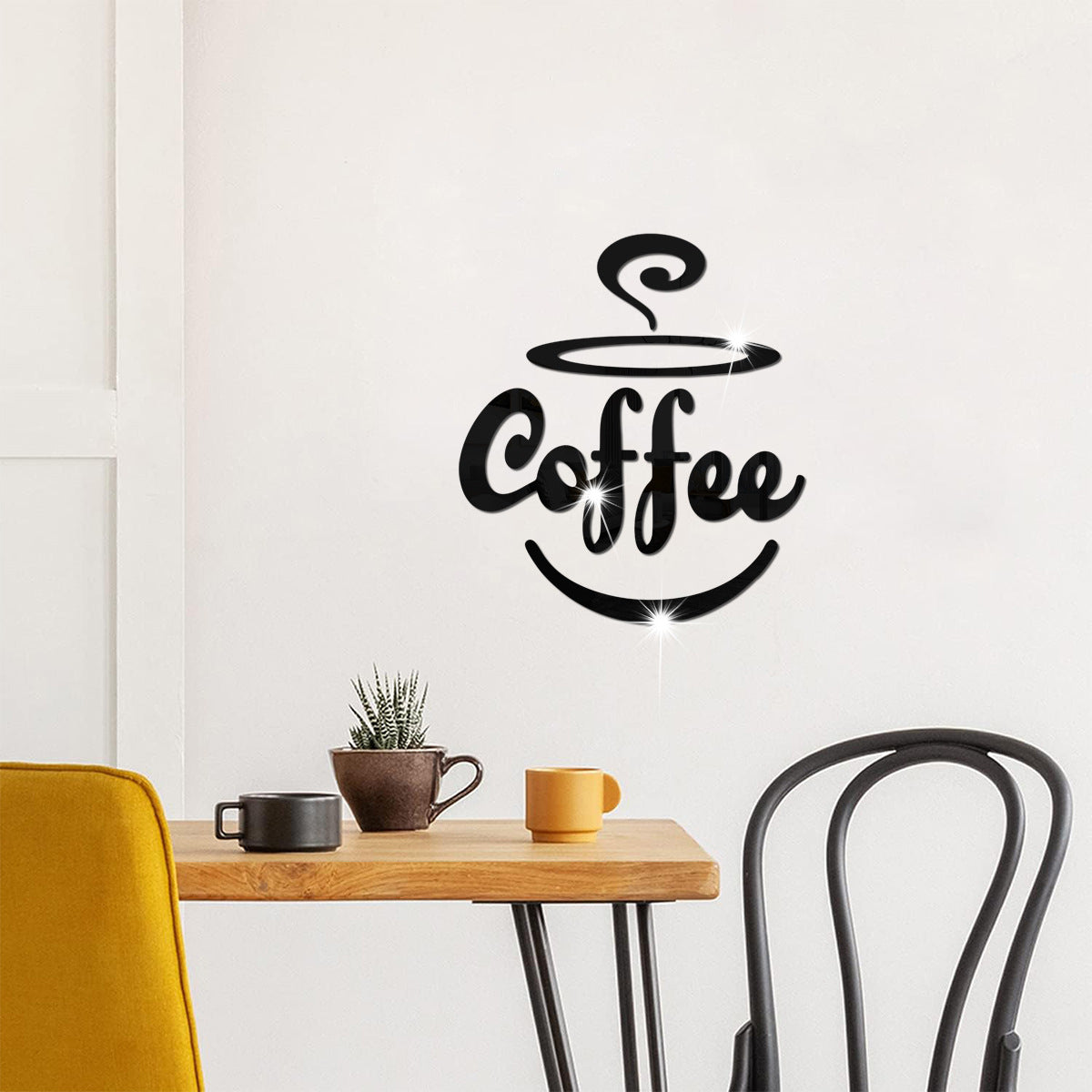 Coffee Wall Décor – Acrylic Mirror Sticker for Kitchen & Dining