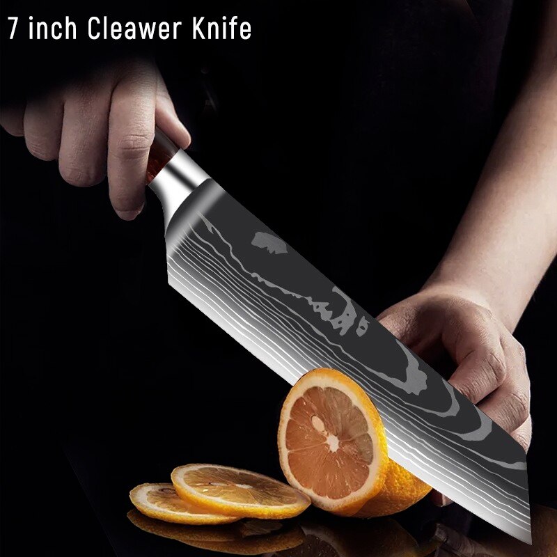 Professional Kitchen Knife Collection – Chef, Cleaver & Santoku Knives