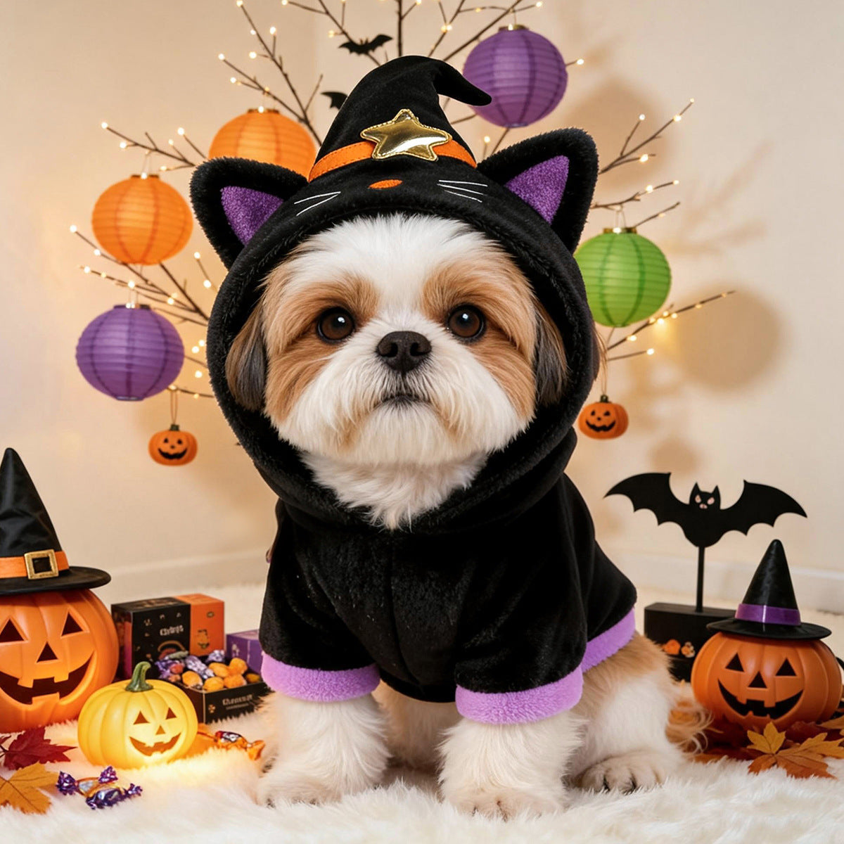 Halloween Witch Hoodie Costume for Small Dogs