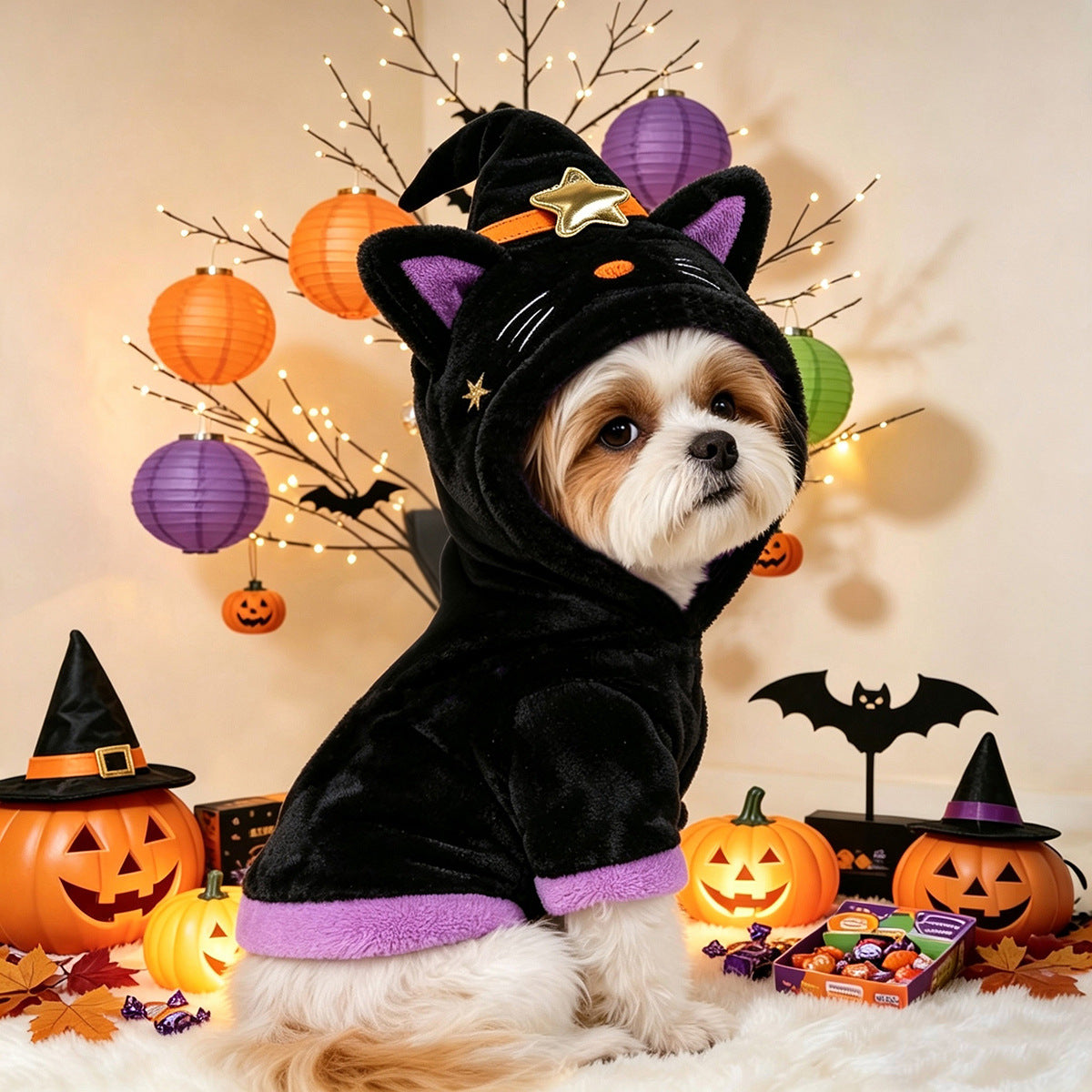 Halloween Witch Hoodie Costume for Small Dogs