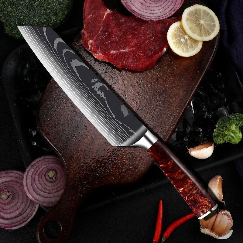 Professional Kitchen Knife Collection – Chef, Cleaver & Santoku Knives