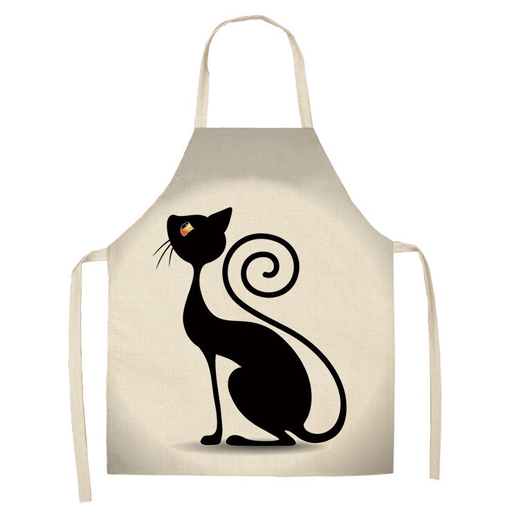 Cat Print Kitchen Apron – Cotton Linen Cooking Apron