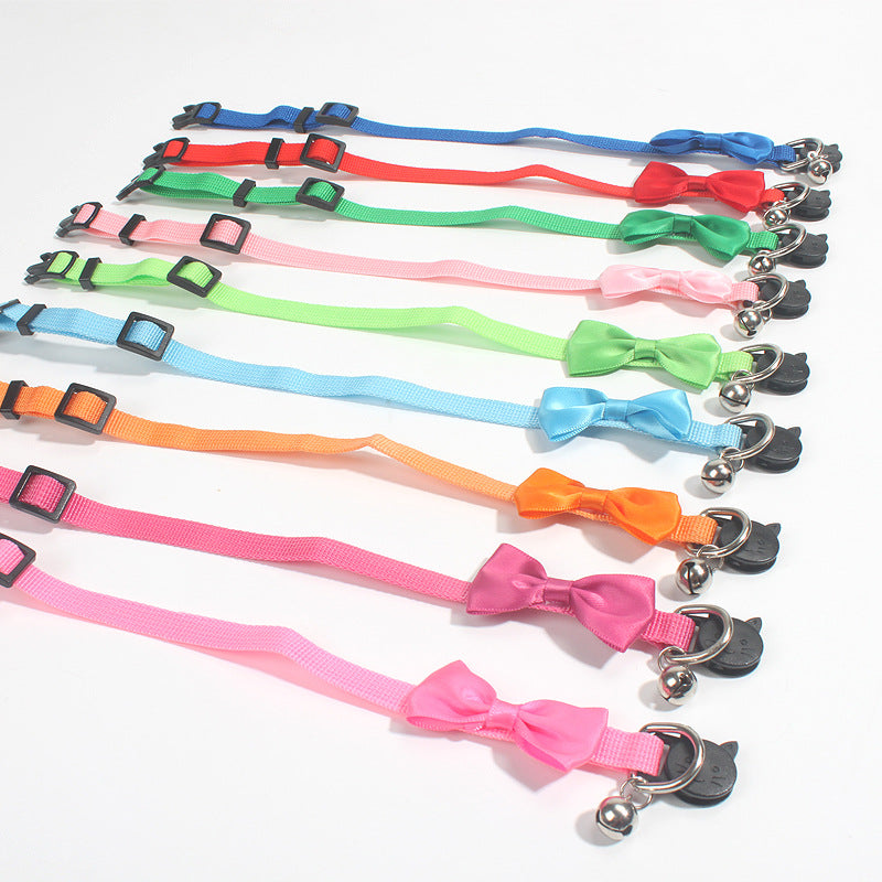 Adjustable Bow Collar with Bell for Cats & Small DogsPet Collar