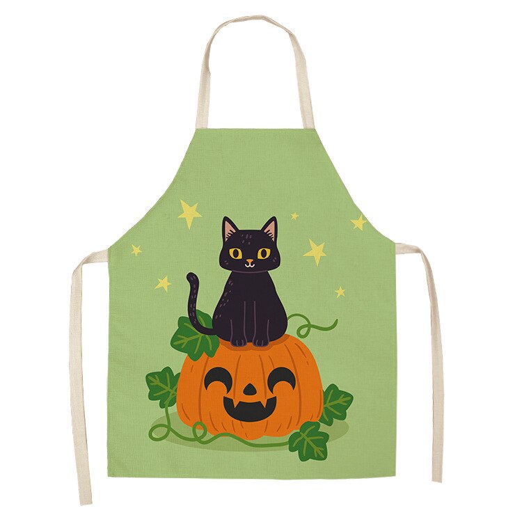 Cat Print Kitchen Apron – Cotton Linen Cooking Apron