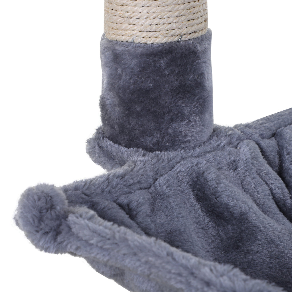 70 cm Cat Tree with 3 Natural Sisal Scratching Posts, Platform, Hammock & Hanging Ball – Grey