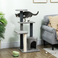 103 cm Cat Tree with Platforms, Plush Hideaway & Sisal Scratching Posts – Grey