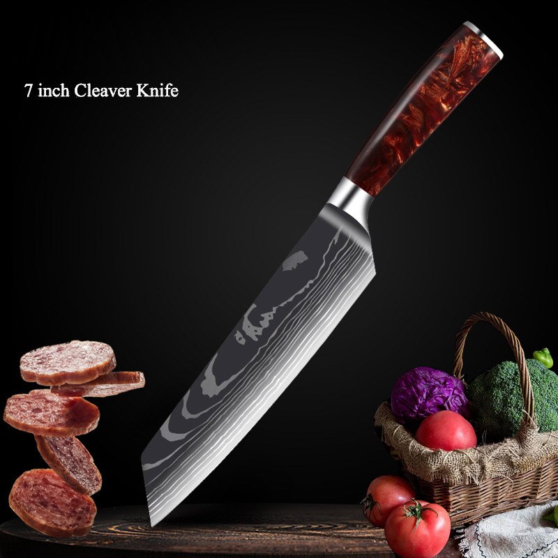 Professional Kitchen Knife Collection – Chef, Cleaver & Santoku Knives