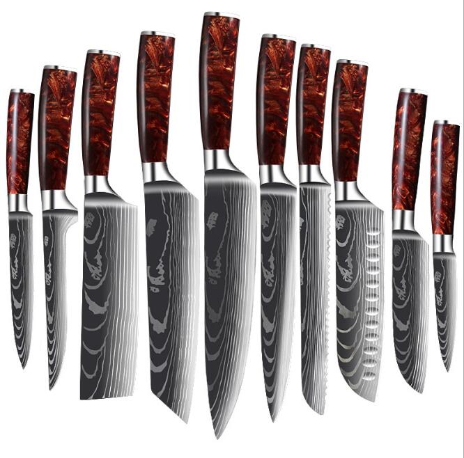 Professional Kitchen Knife Collection – Chef, Cleaver & Santoku Knives