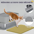 XL Stainless Steel Cat Litter Box for Large Cats – Easy Clean, 60.2 × 40.2 × 29.5 cm, Grey