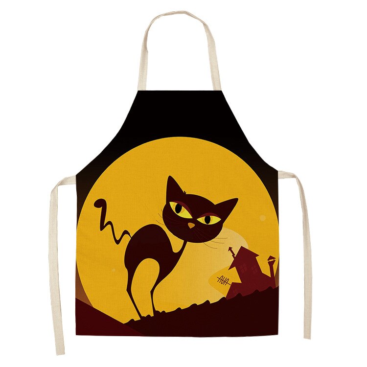 Cat Print Kitchen Apron – Cotton Linen Cooking Apron