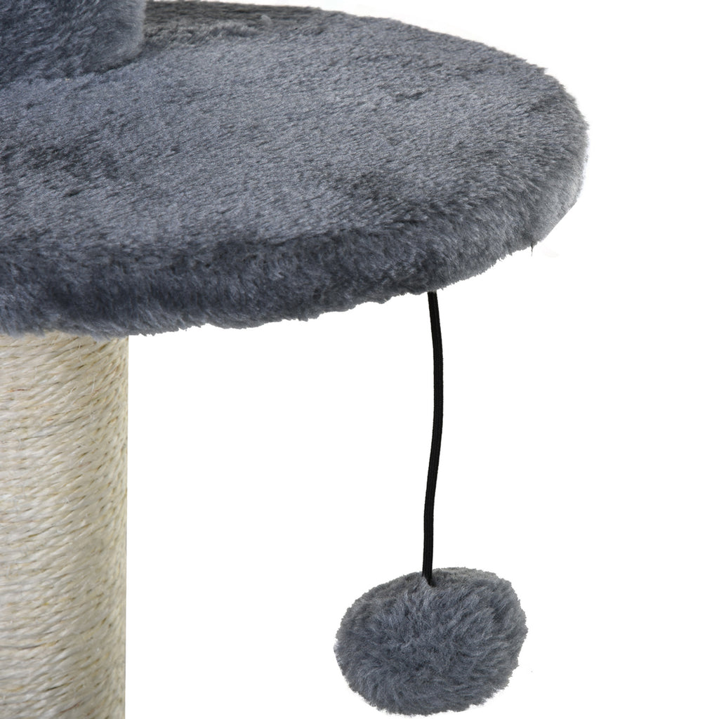 Cat Tree with Natural Sisal Scratching Posts, Activity Centre, Cat House, Platforms & 2 Hanging Toys – Grey 🐾