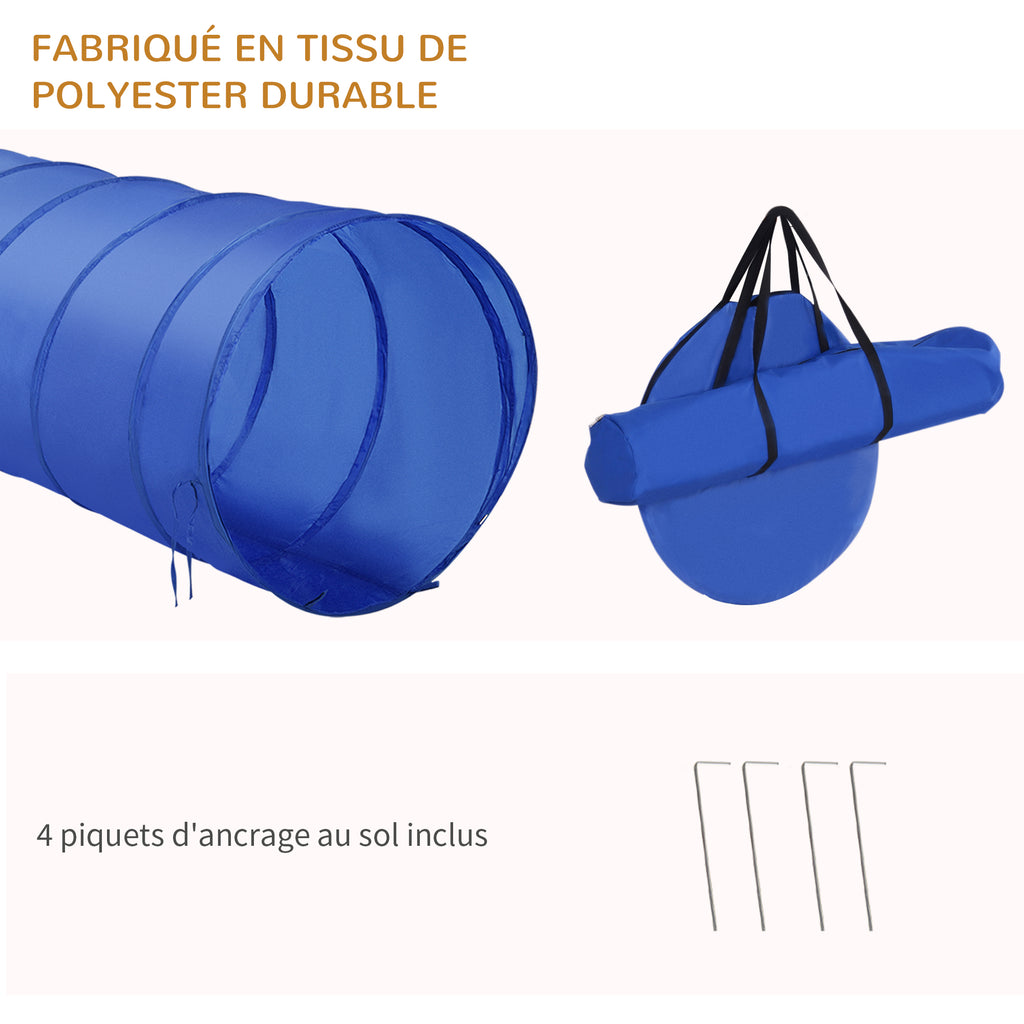 Dog Agility Training Set – Tunnel, Obstacles, Weave Poles & 2 Carry Bags – Blue/Yellow