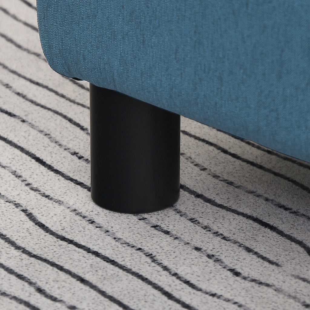 Pouf repose-pied tabouret bas en tissu de lin capacité de charge 110 Kg 40 x 30 x 24 cm bleu foncé