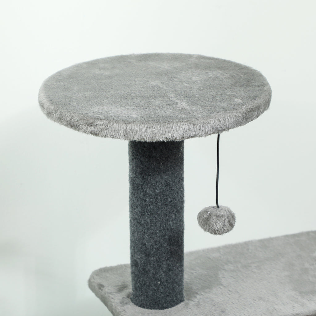103 cm Cat Tree with Platforms, Plush Hideaway & Sisal Scratching Posts – Grey